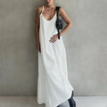 Elegant Patchwork Sleeveless Backless Maxi Dress