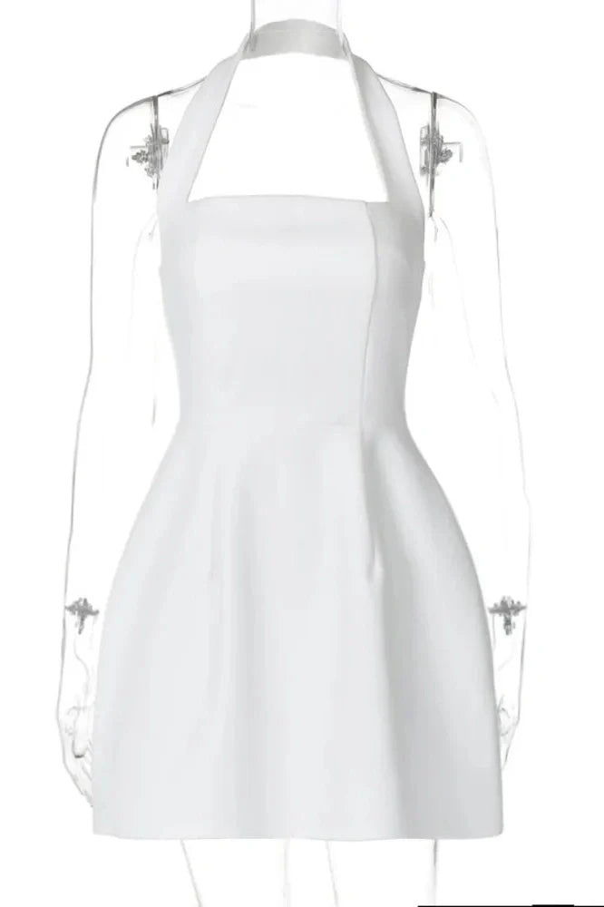 Square Collar Sleeveless Backless A-line Mini Dress