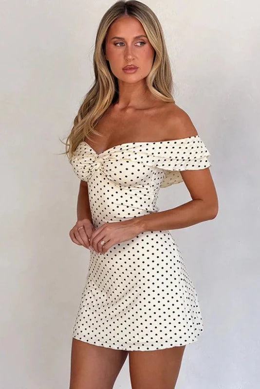 Polka Dot Print Sleeveless Backless Slim Mini Dress