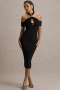 Hollow Out Backless Off-Shoulder Sleeveless Midi Dress