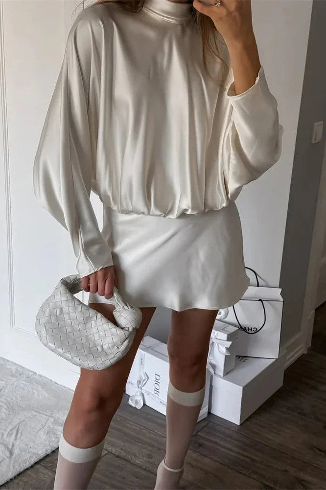Elegant Lace-Up Slim Pleated Mini Dress