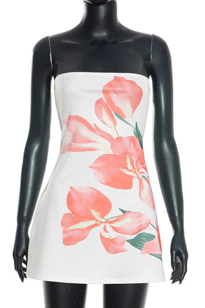 Strapless Printed Sleeveless Mini Dress