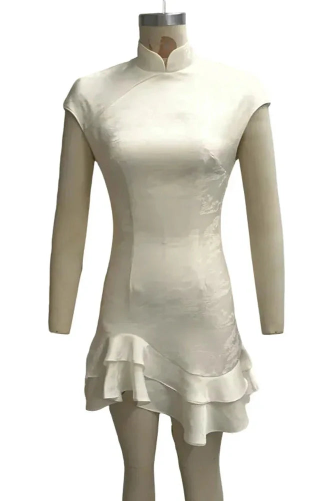 Short Sleeve Patchwork Slim Printed Mini Dress