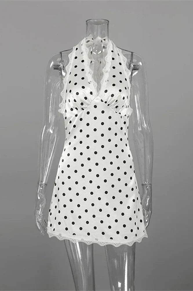 Lace-Up V-Neck Sleeveless Slim Backless Mini Dress
