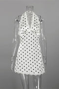 Lace-Up V-Neck Sleeveless Slim Backless Mini Dress
