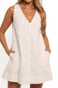 V Neck Sleeveless A-Line Mini Dress