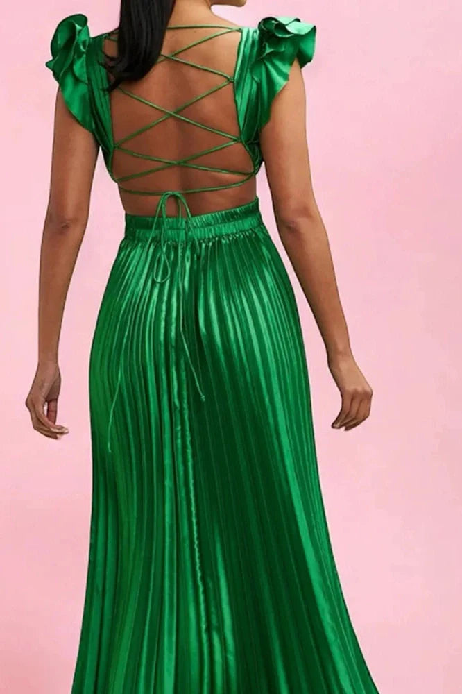Elegant Hollow Out Backless Sleeveless High Waist Maxi Dress