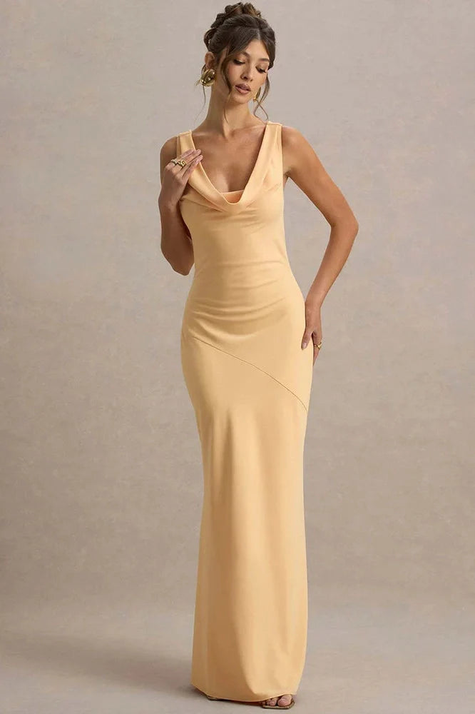Backless Sleeveless Lace-up Bodycon Maxi Dress