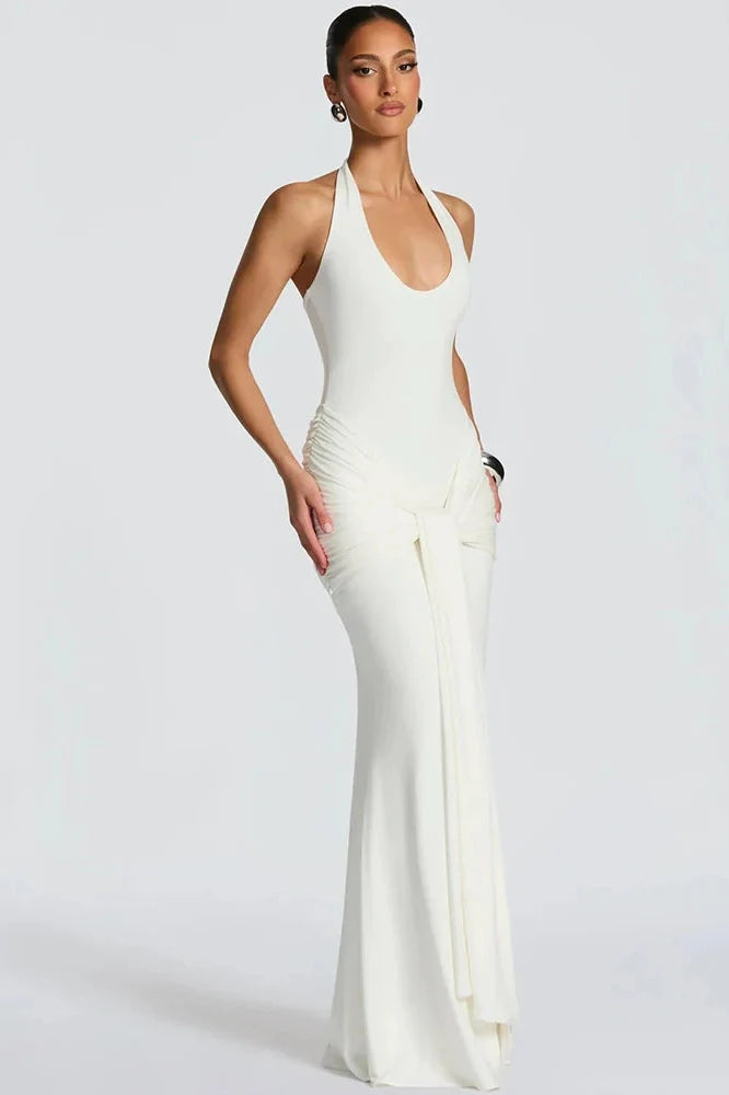 Backless V Neck Sleeveless Bodycon Maxi Dress