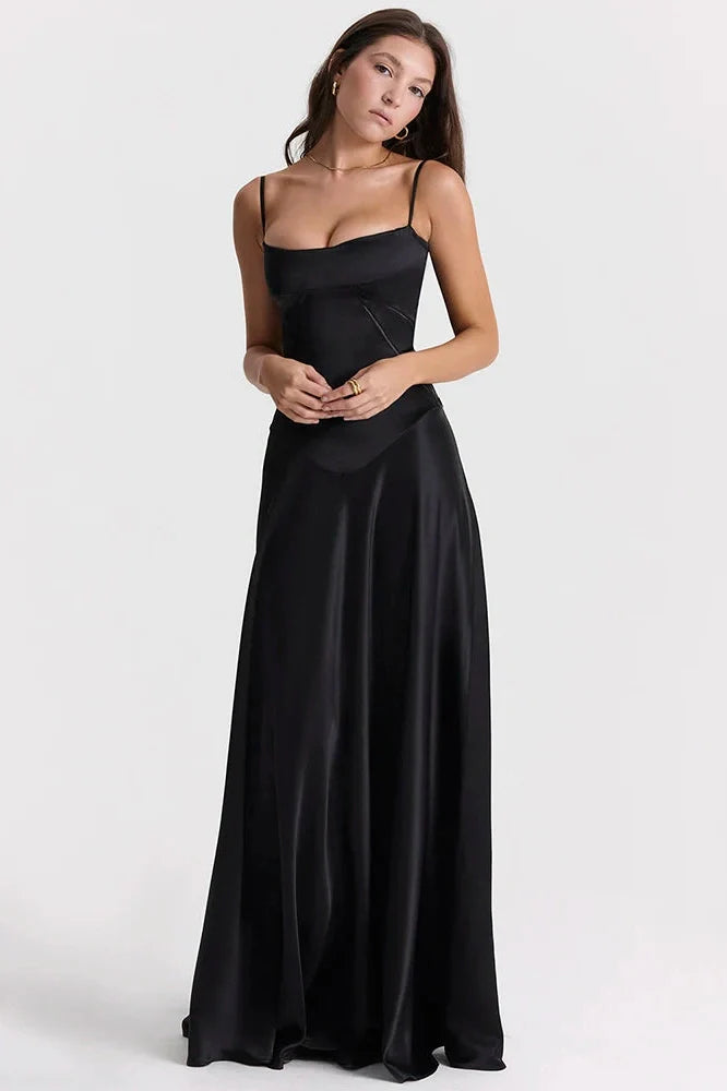 Lace-up Spaghetti Strap Sleeveless Backless Maxi Dress