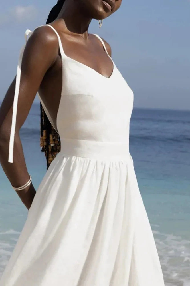 Lace-Up Backless High Waist Slim Midi Dress