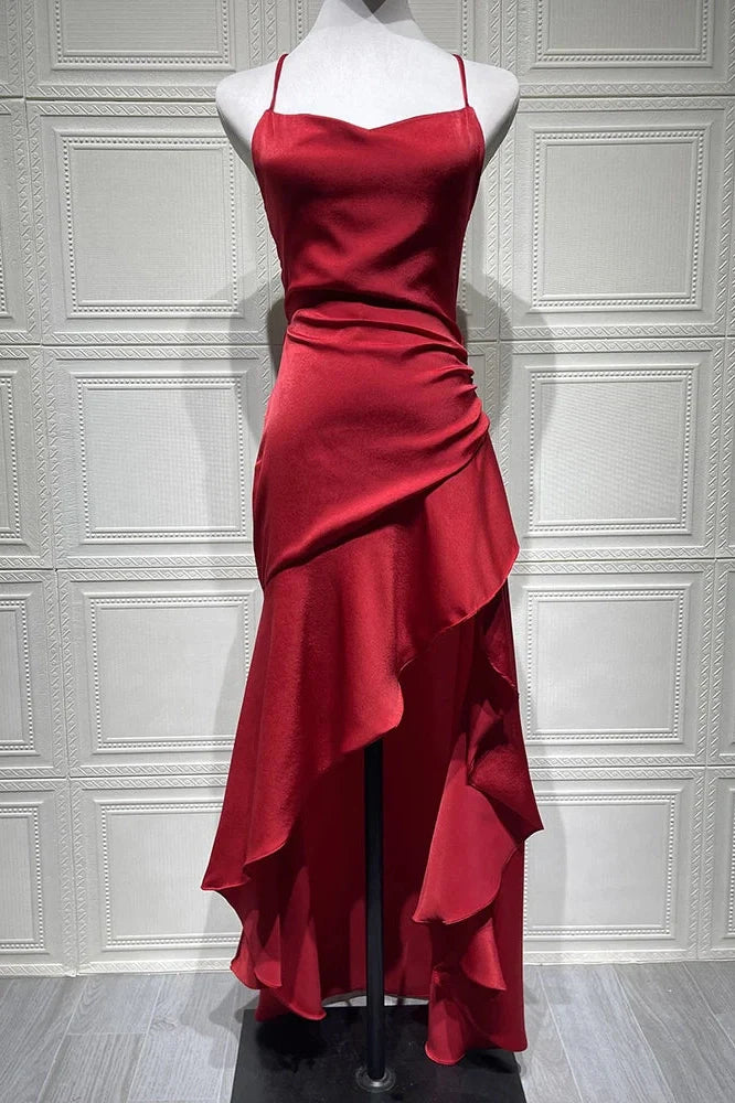 Spaghetti Strap Sleeveless Backless High Split Maxi Dress