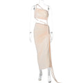 One-Shoulder Strap Backless High Split Maxi Dress