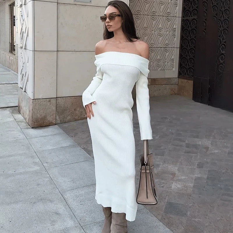 Elegant Off-Shoulder High Waist Maxi Dress