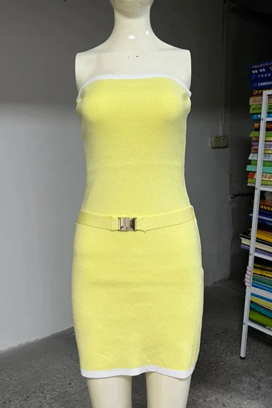 Elegant Strapless Knitted Mini Dress