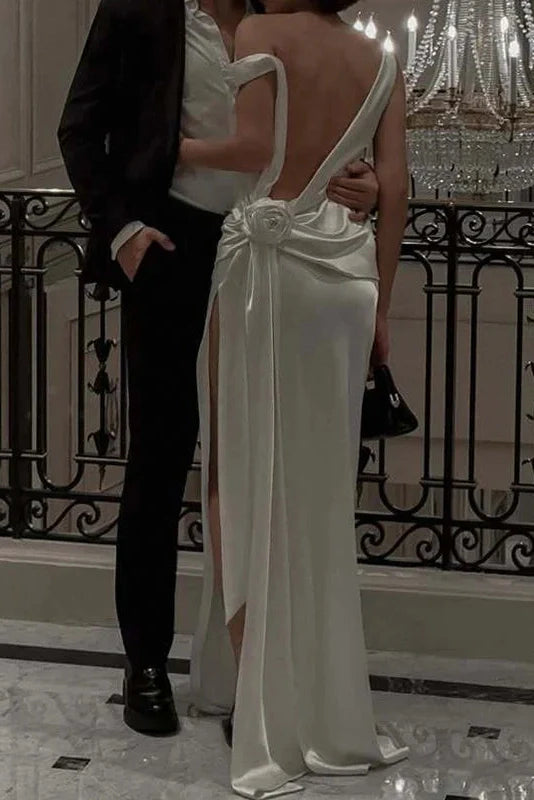 Elegant V Neck Sleeveless Split High Waist Maxi Dress