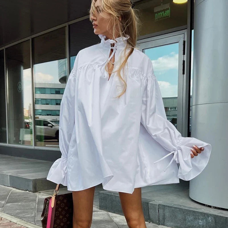 Flare Sleeve High Waist Mini Dress