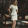 Lapel Button High Waist Patchwork Mini Dress