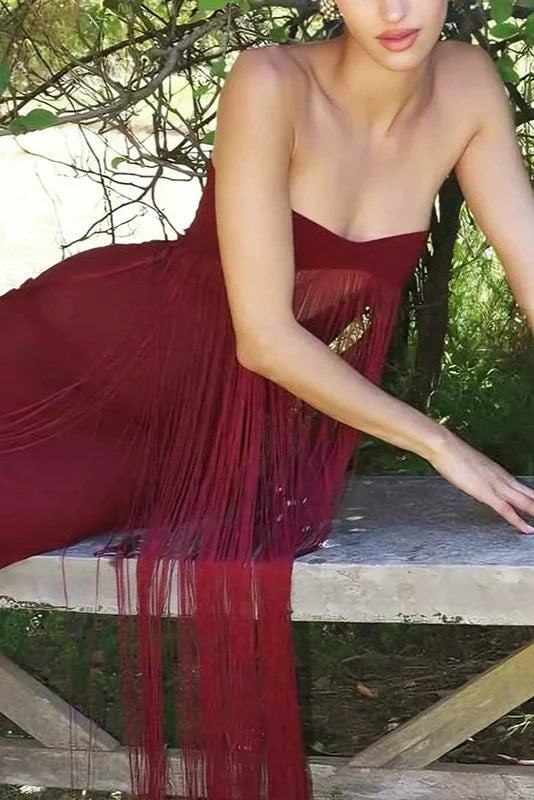 Hollow Out Off Shoulder Fit Sleeveless High Waist Maxi Dress