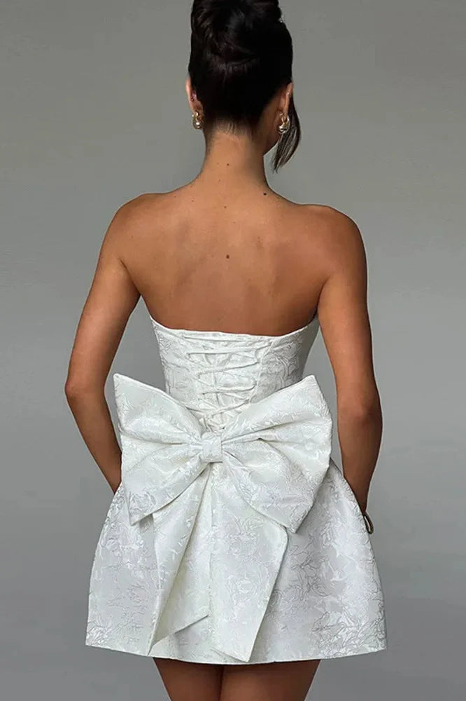 Off-shoulder Strapless Sleeveless Backless Mini Dress