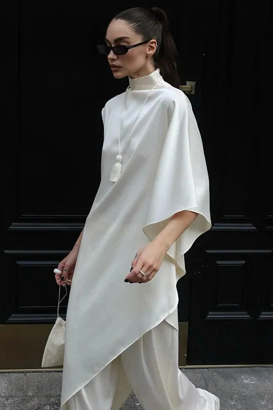 Elegant Loose Turtleneck Sleeveless High Waist Irregular Maxi Dress