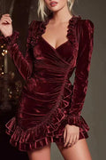 Elegant V-Neck High Waist Slim Mini Dress