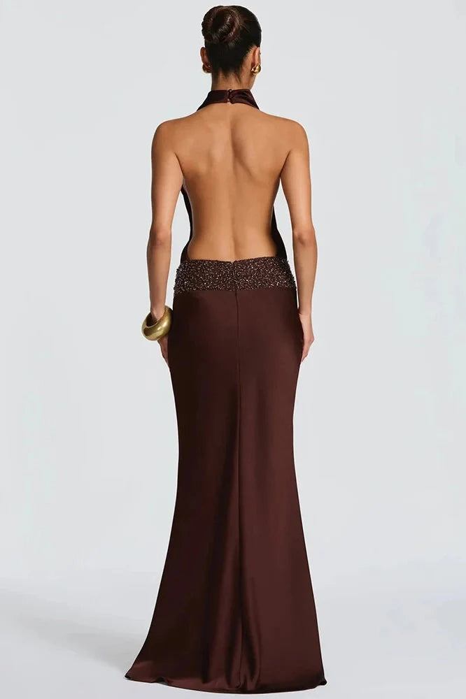 Backless Off-Shoulder Sleeveless Bodycon Maxi Dress