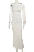 Diagonal Collar Off-shoulder Sleeveless Maxi Dress