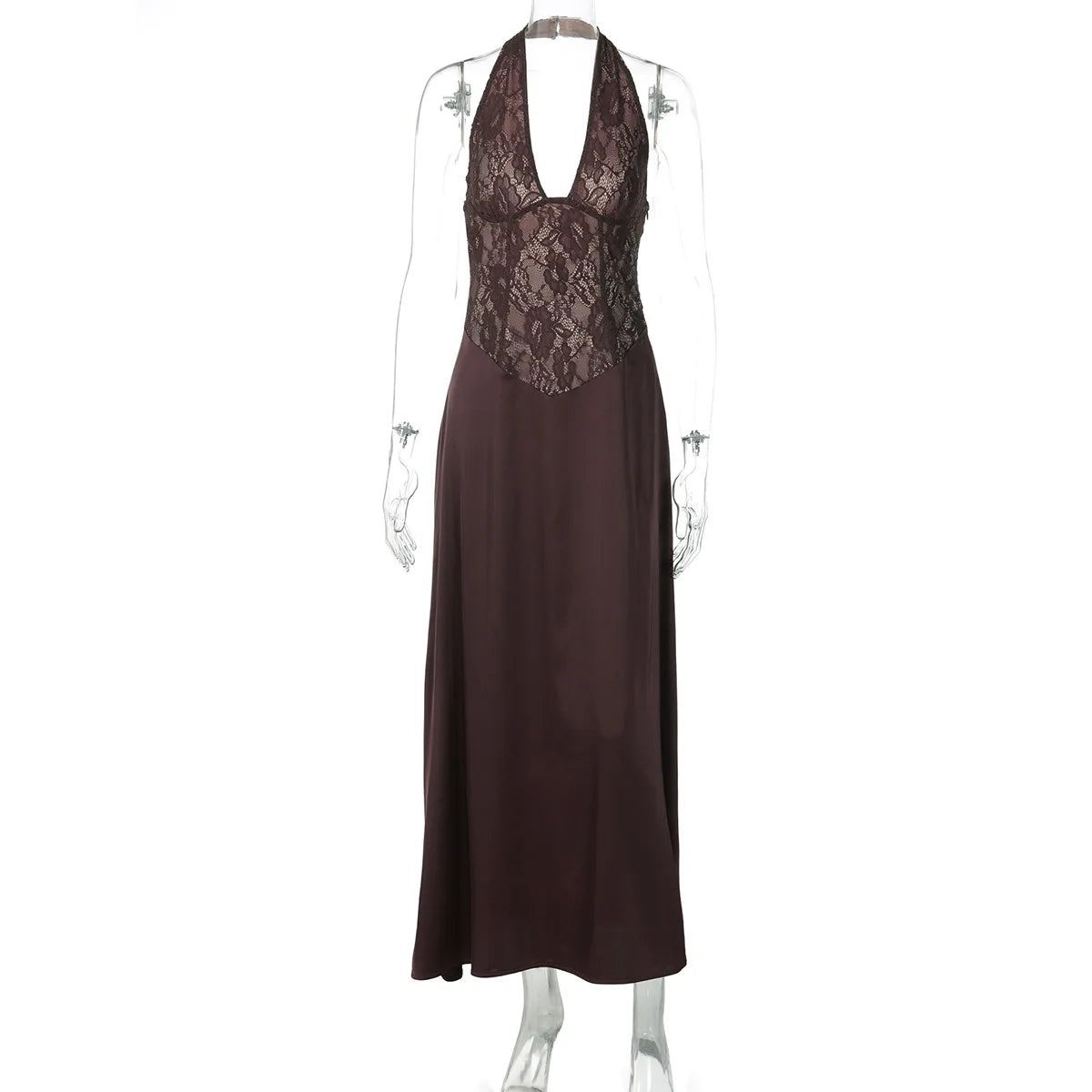 Hollow Lace Backless Slim Maxi Dress