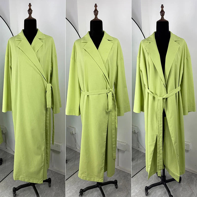 Lace Up Long Sleeve Loose Maxi Dress