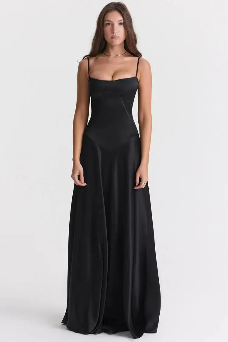 Lace-up Spaghetti Strap Sleeveless Backless Maxi Dress