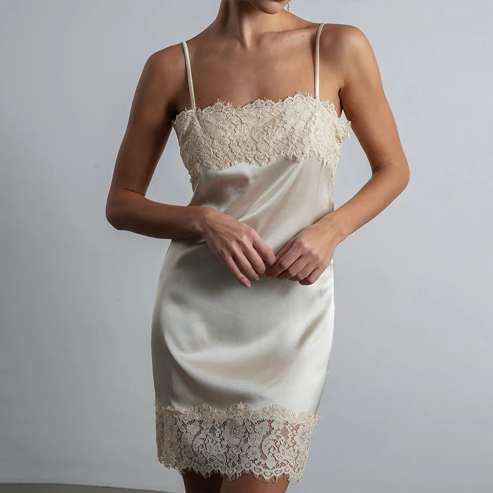 Elegant Patchwork Backless Mini Dress