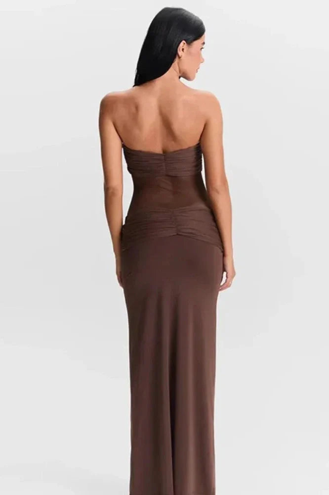 Elegant Spaghetti Strap Backless See-Through Maxi Dress