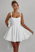 Backless Spaghetti Strap Sleeveless High Waist A-Line Mini Dress