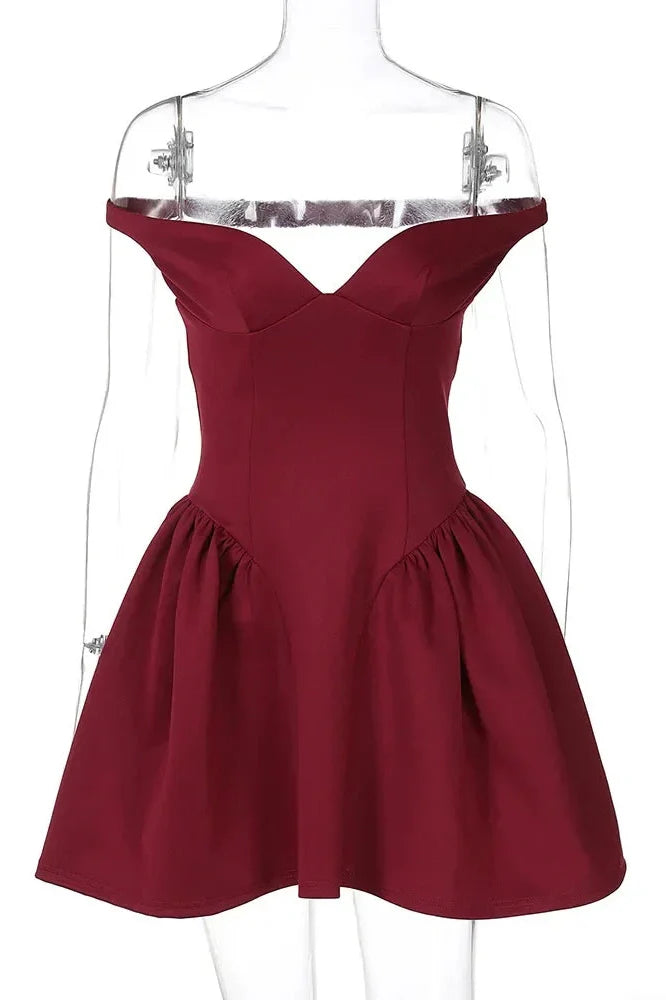 Elegant Backless Slim Sleeveless V Neck High Waist Mini Dress