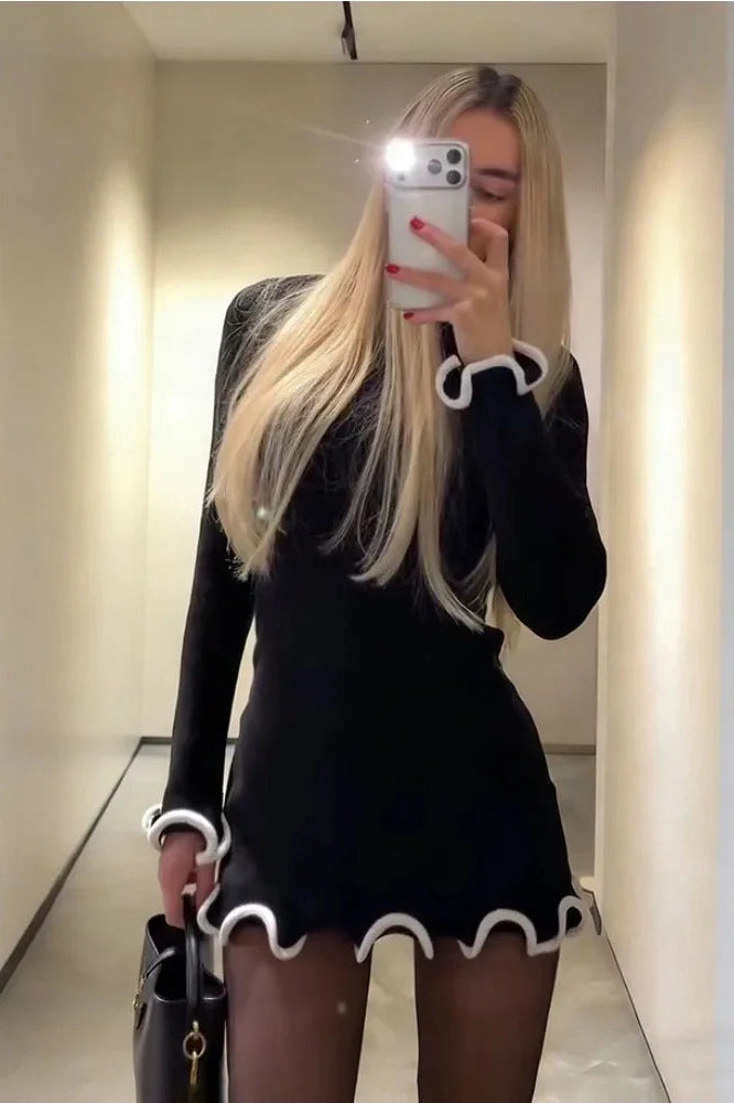 Slim Patchwork High Waist Mini Dress
