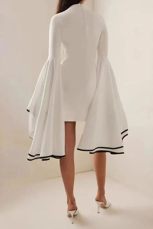 Elegant Patchwork High Waist Slim Long Sleeve Mini Dress