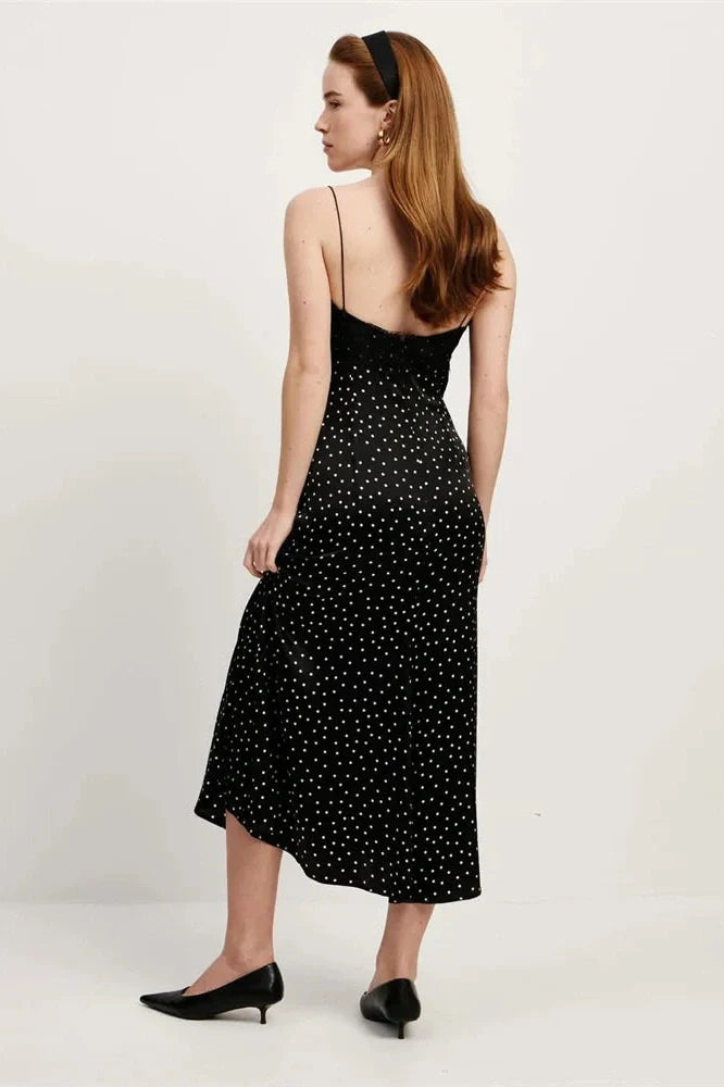 Lace V-Neck Backless High Waist Midi Dress