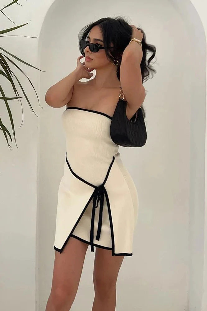 Elegant Slim Knitted Sleeveless Mini Dress