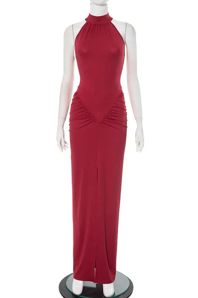 Sleeveless Slim High Waist Split Maxi Dress