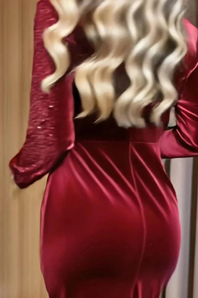 V-Neck Long Sleeve Slim Mini Dress
