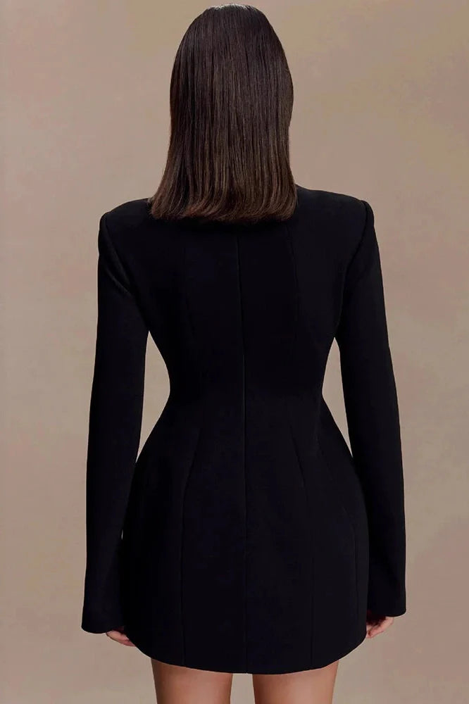 Hollow Out Long Sleeve High Waist Mini Dress