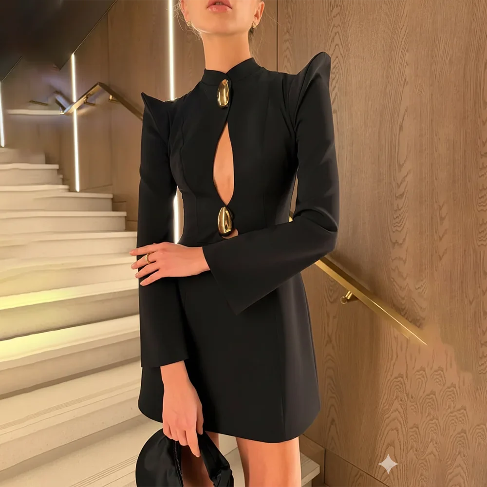 Hollow Out Patchwork High Waist Mini Dress