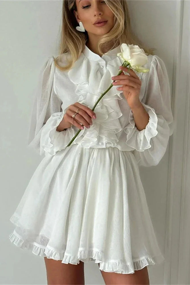 Elegant Patchwork High Waist Long Sleeve Mini Dress
