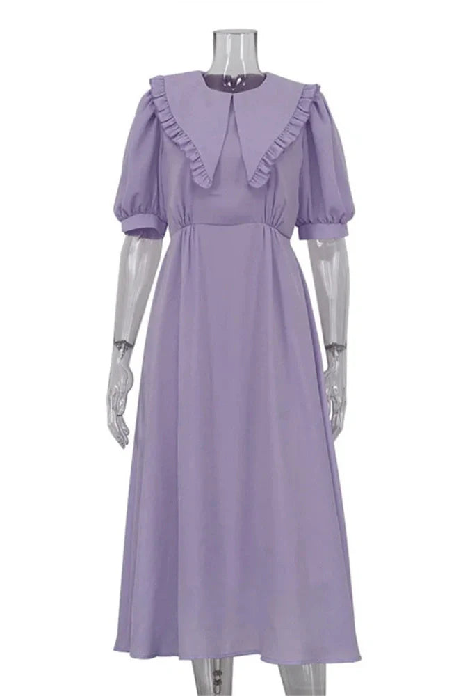 Pleated Slim Short Sleeve High Waist Patchwork Midi Dress
