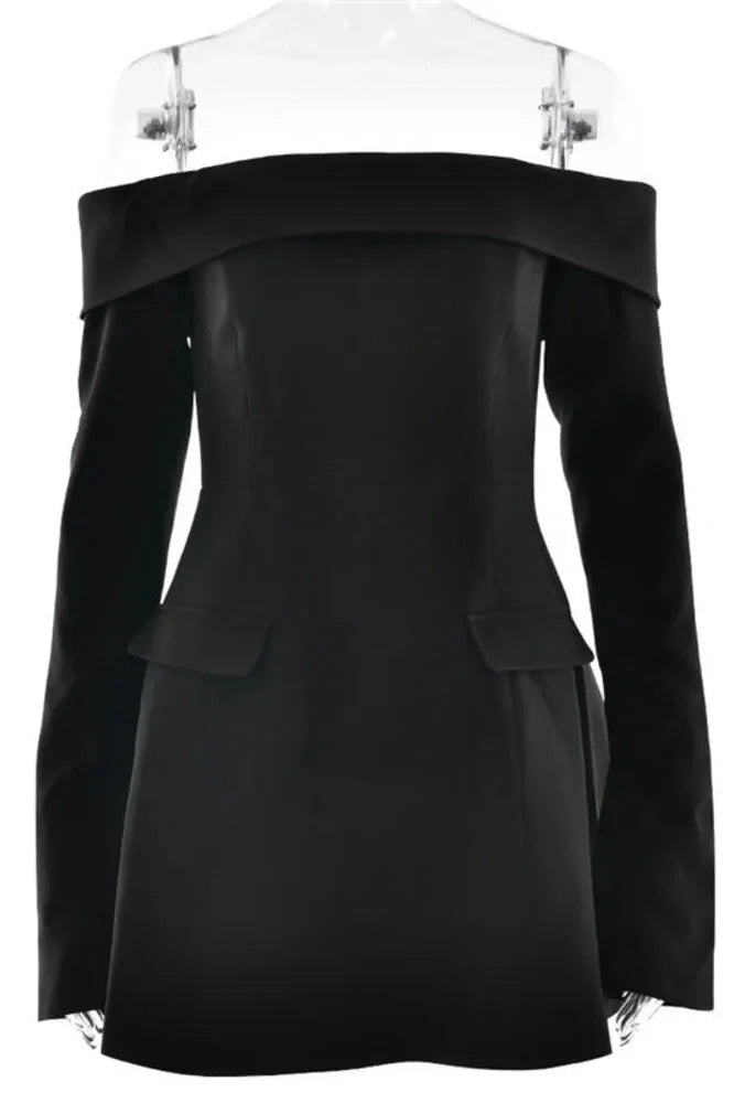 Off-shoulder Strapless Long Sleeve Backless A-line Mini Dress