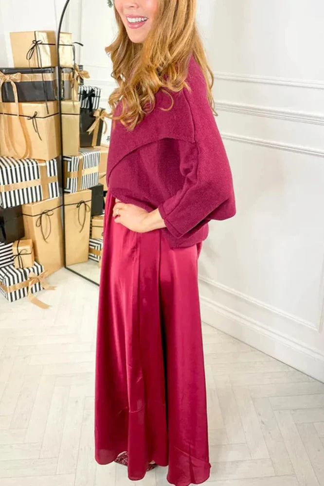 Elegant O-Neck Knitted Maxi Dress