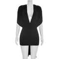 Deep V-Neck Backless Lace-Up Slim Mini Dress