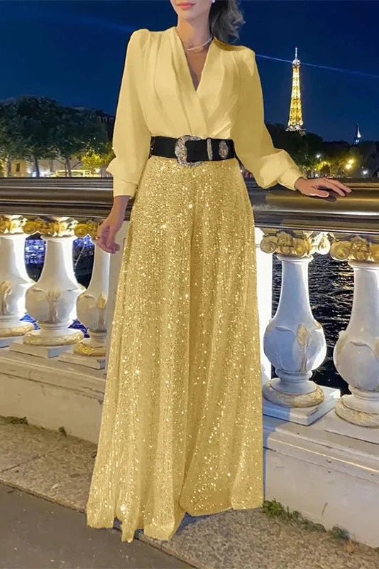 Elegant Loose V Neck Maxi Dress