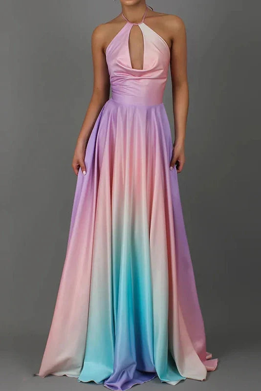 Printed Off Shoulder Sleeveless Pleated Maxi Dress